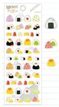 Q-Lia Transparent Plastic Stickers: (A) Sumo Wretslers (B) Onigiri Rice Balls
