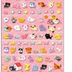 Q-Lia Yuttari Life Thick Plastic Stickers: (A) Kitties & Puppies & (B) Safari Animals