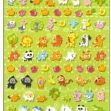 Q-Lia Yuttari Life Thick Plastic Stickers: (A) Kitties & Puppies & (B) Safari Animals