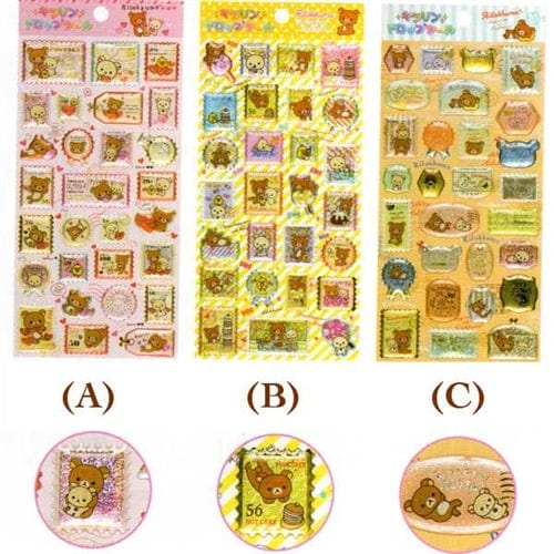 San-X Rilakkuma Relax Bear Sparkly Hard Epoxy Stickers: (A)Pink