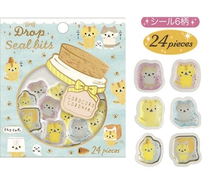 San-X Corocoro Coronya Drop Seal Bits 24-Piece Thick PVC Clear Stickers