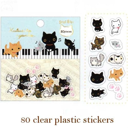 San-X Kutusita Nyanko 80-Piece Clear Sticker Sack