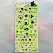 Kawaii Import San-X Kutusita Nyanko Clovers Plastic Stickers (B) Kawaii Gifts 4974413660587