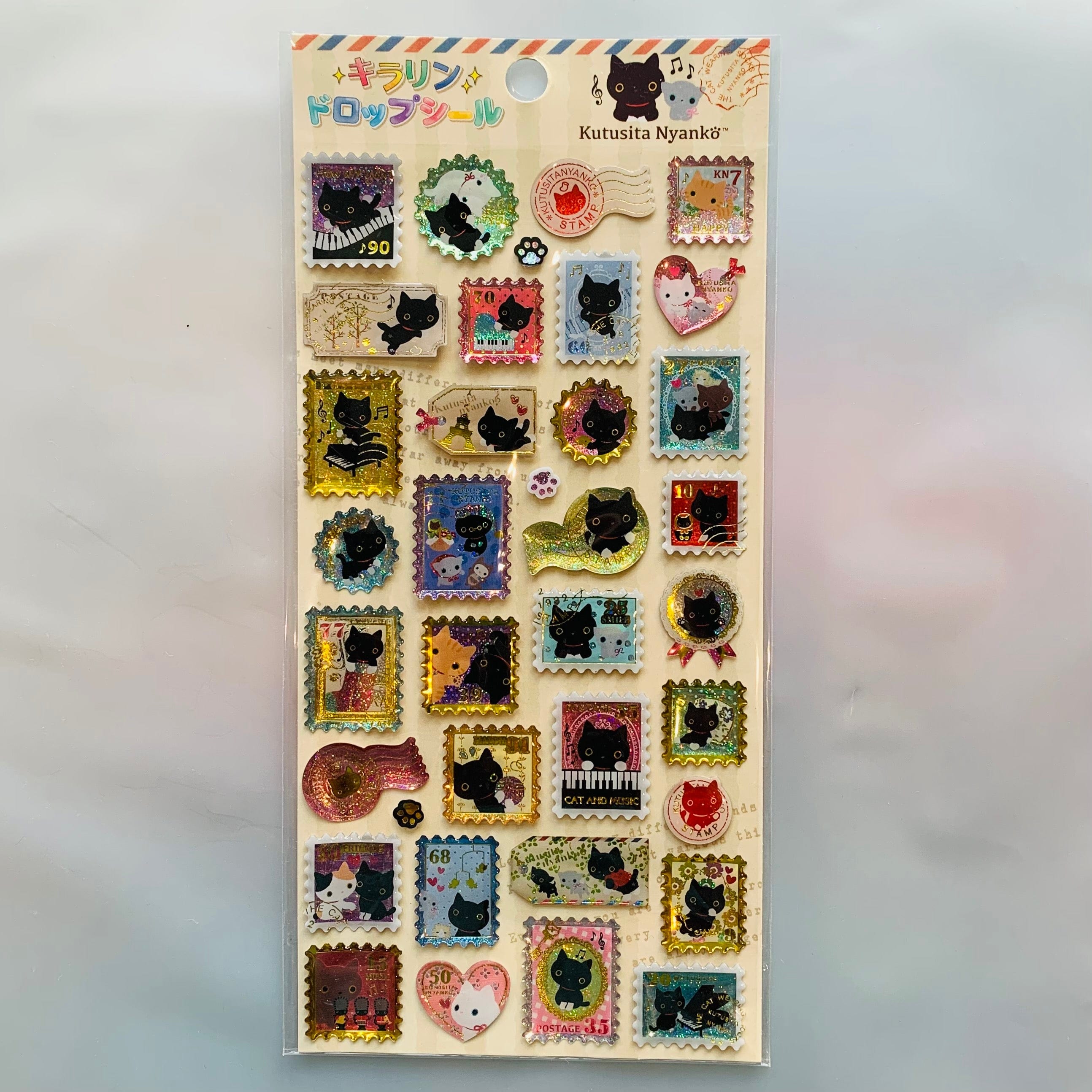 Kawaii Import San-X Kutusita Nyanko Sparkly Hard Epoxy Stickers Kawaii Gifts 4974413641531
