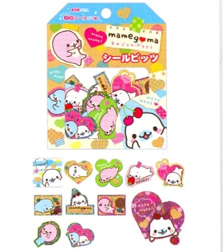 San-X Mamegoma Little Seals 61-Piece Sticker Sack: Fruit