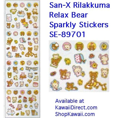 San-X Relax Bear Sparkly Micro Stickers