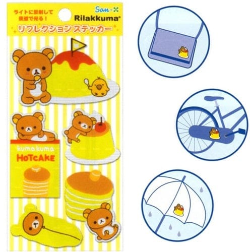 San-X Rilakkuma Reflective Safety Stickers: Relax Bear Hotcake