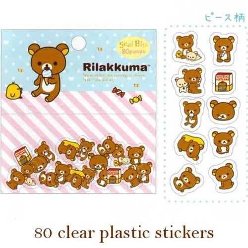 San-X Rilakkuma Relax Bear 80-Piece Clear Sticker Sack: (A)