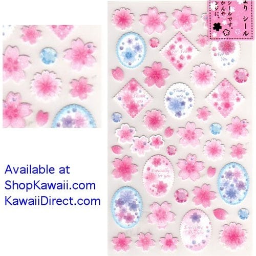 San-X Sakura Cherry Blossoms Sparkly Paper Stickers: 4
