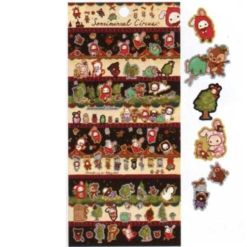 San-X Sentimental Circus Stickers with Gold Foil Accents: Little Red Riding Hood (B)