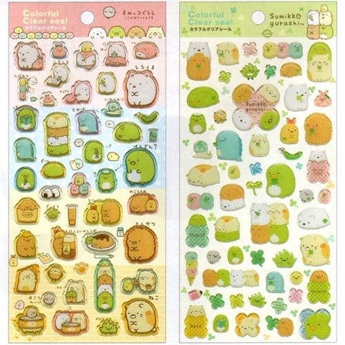 San-X Sumikko Gurashi "Things in the Corner" Clear Epoxy Stickers: Four Creatures