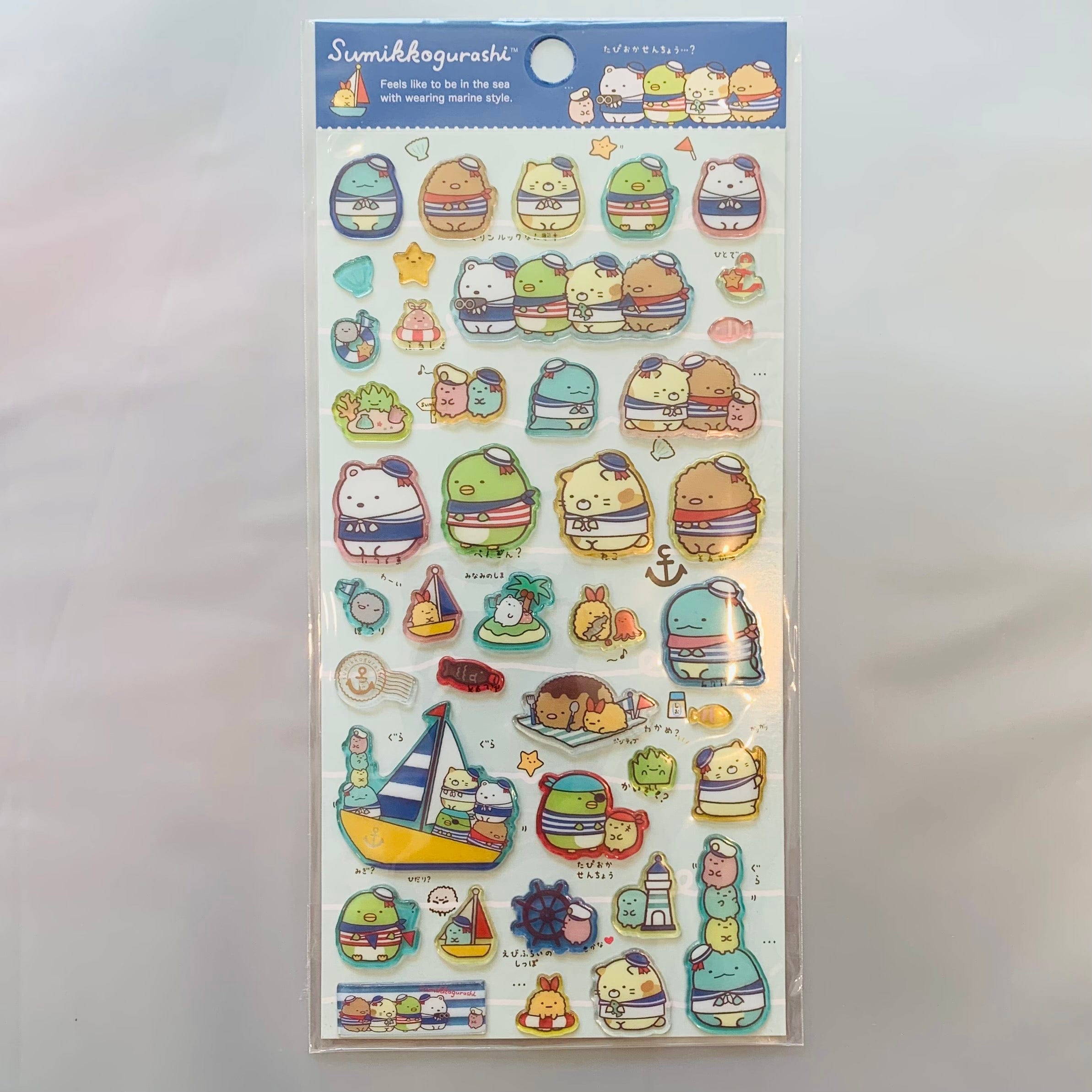 Kawaii Import San-X Sumikko Gurashi "Things in the Corner" Marine Style Thick Epoxy Stickers (A) Kawaii Gifts 4974413643856