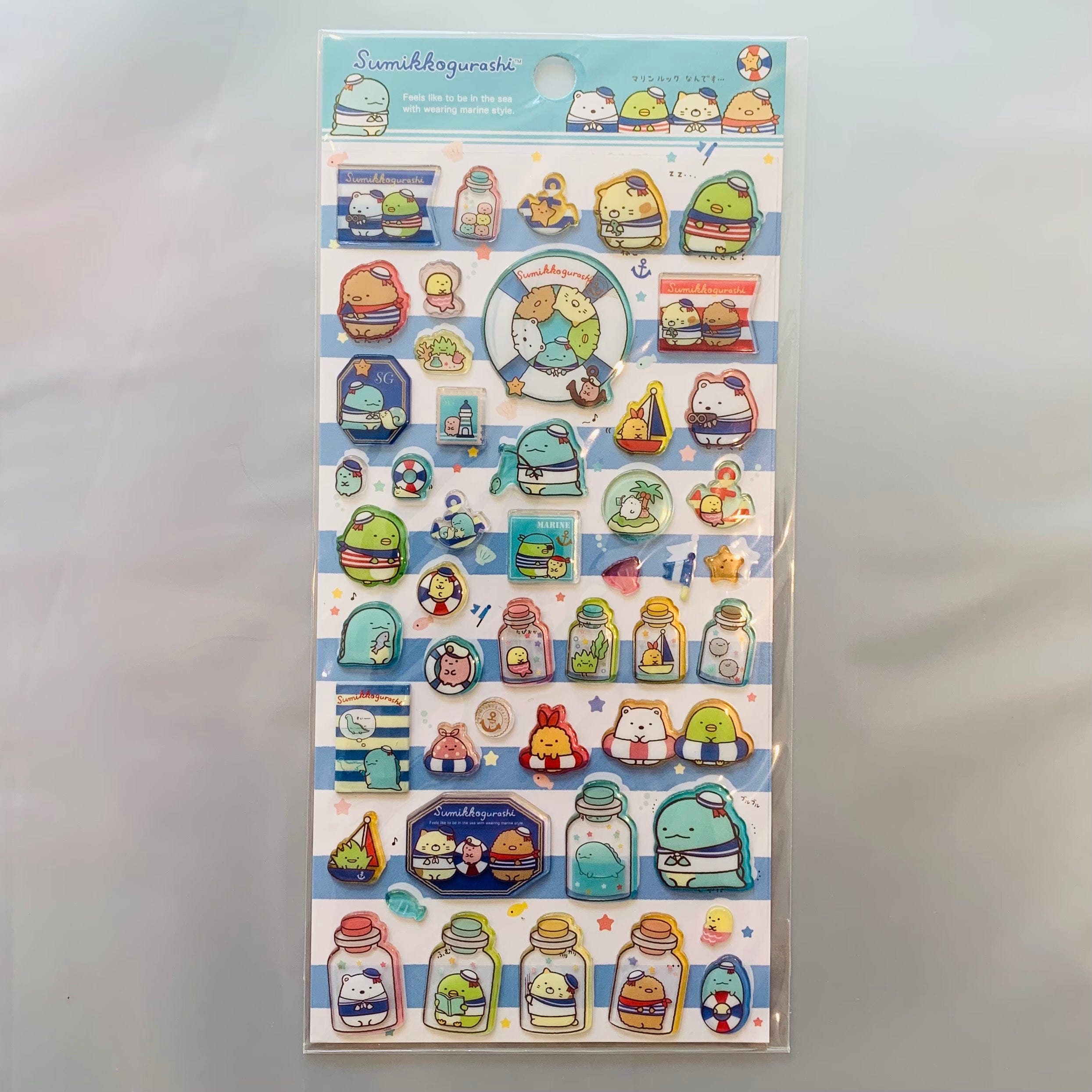Kawaii Import San-X Sumikko Gurashi "Things in the Corner" Marine Style Thick Epoxy Stickers (B) Kawaii Gifts 4974413643863