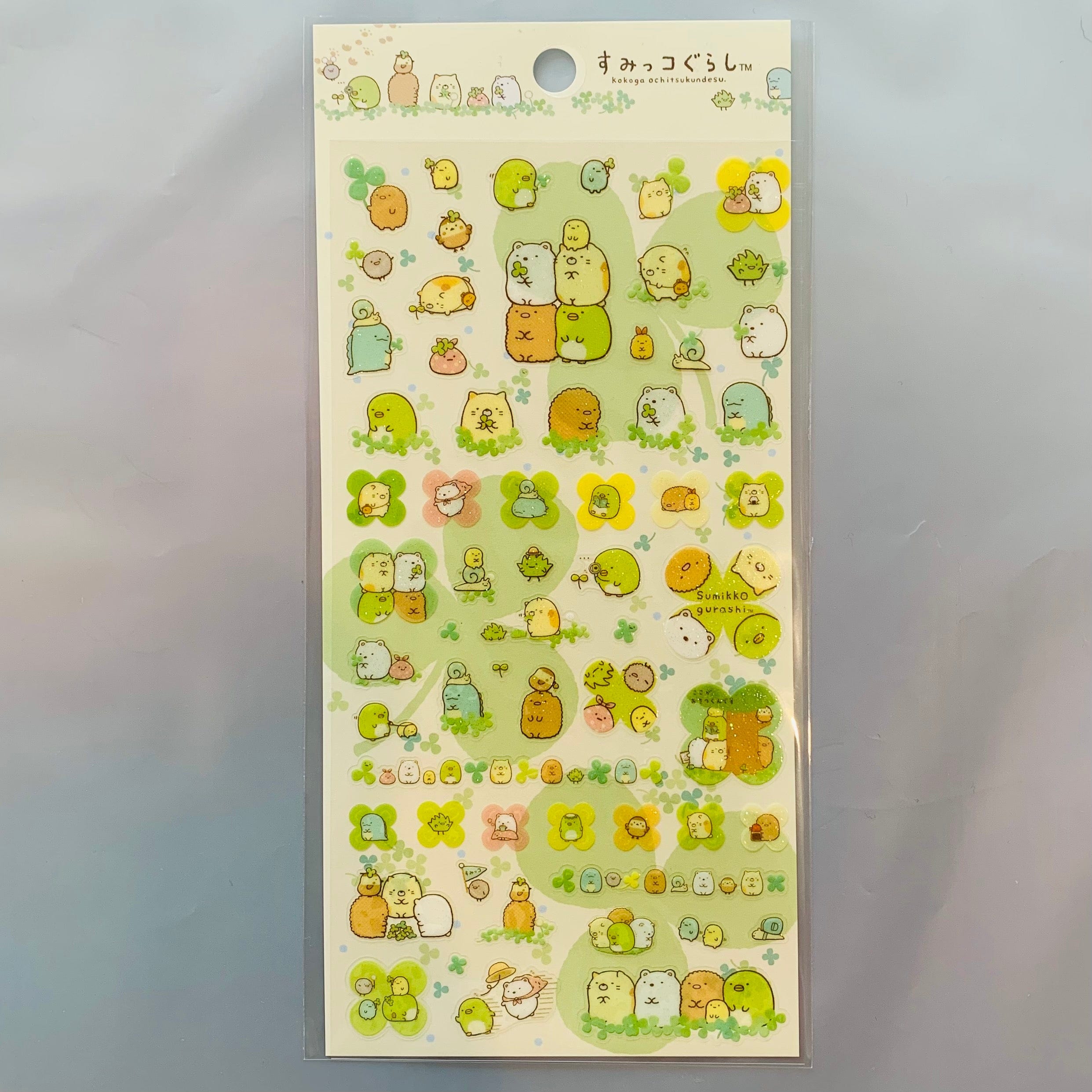 Kawaii Import San-X Sumikko Gurashi "Things in the Corner" Stickers: Park Adventure (B) Light Green Kawaii Gifts 4974413613873