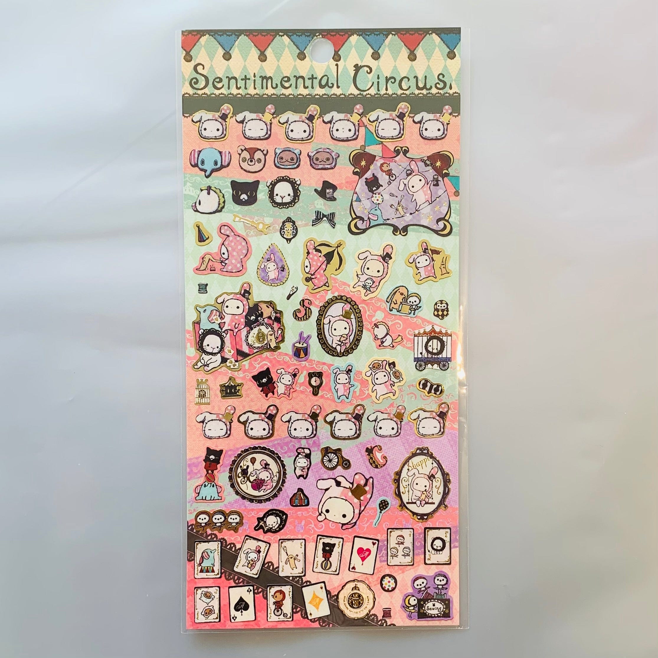 Kawaii Import Sentimental Circus Stickers with Golden Accents: 2 Kawaii Gifts 4974413534178