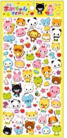 Kawaii Import Sparkly Epoxy Stickers: Smile Animals Kawaii Gifts 4530344013535