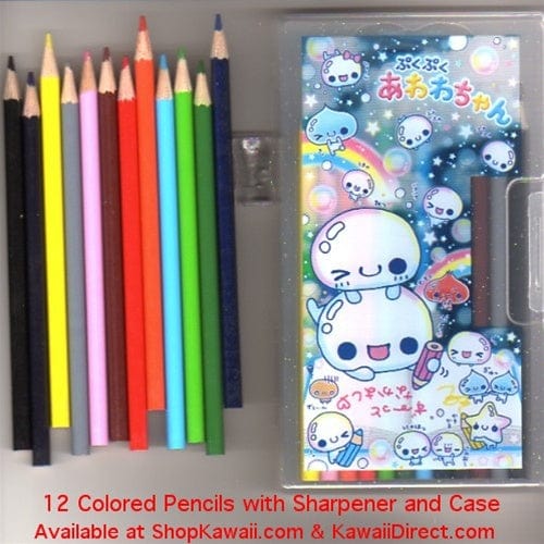 Kamio 12 Color Pencils with Sharpener and Case: Awa Awa Chan