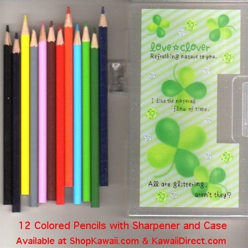 Kamio 12 Color Pencils with Sharpener and Case: Love Clover