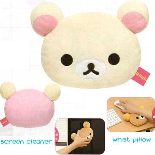 San-X Rilakkuma 6.5" Wrist Rest Screen Cleaner Face Pillow: Little Bear