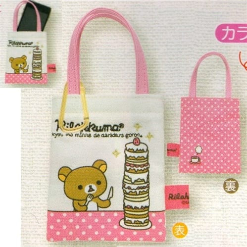 San-X Rilakkuma 5" Canvas Tag-On Small Electronics Purse with Carabiner: Tall Stack