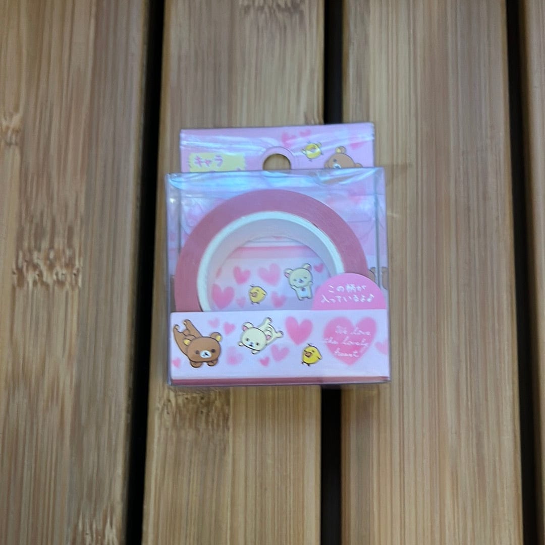 Kawaii Import Rilakkuma Relax Pink Heart Washi Tape Kawaii Gifts 4974413668460