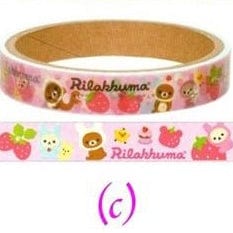Kawaii Import San-X Rilakkuma Relax Bear Decorated Tape: Bunny & Strawberries 1 C Kawaii Gifts 10830294