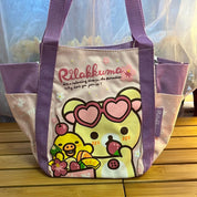 Kawaii Import Aloha Rilakkuma Paradise in Hawaii 13” Purple Canvas Tote Kawaii Gifts 4949827860397