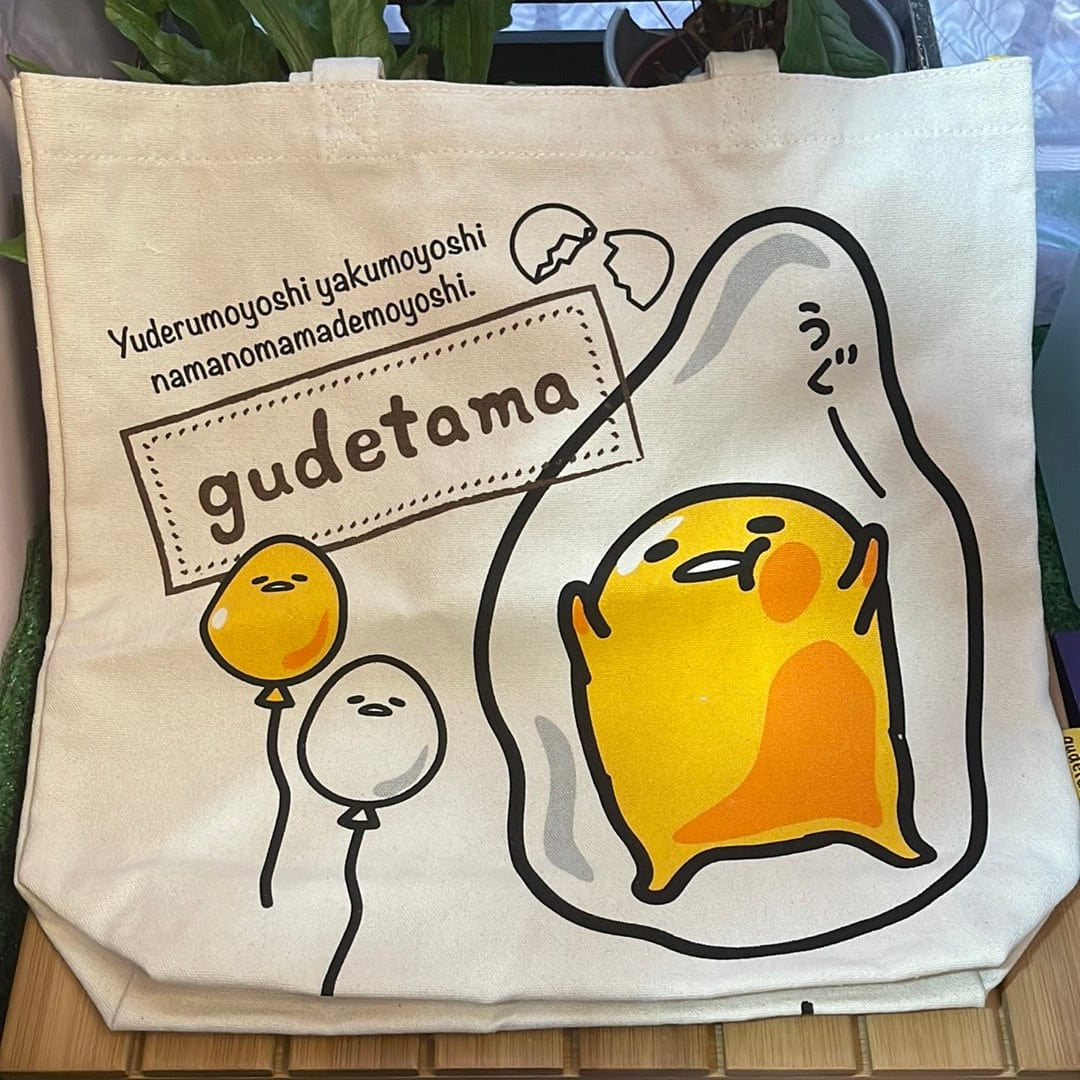 Kawaii Import Gudetama Canvas Tote Bag Kawaii Gifts 4930972419929