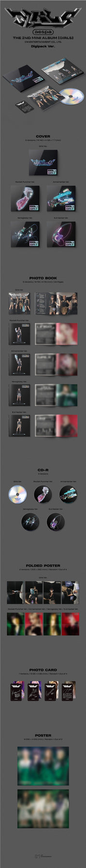 Korea Pop Store Aespa - GIRLS (2ND MINI ALBUM) DIGIPACK VER. Kawaii Gifts