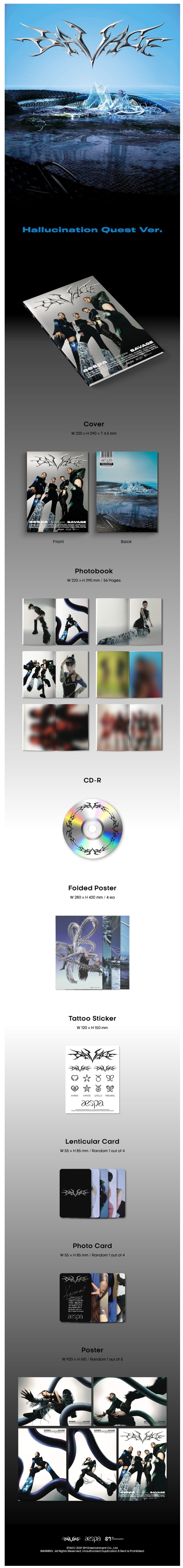 Korea Pop Store aespa - SAVAGE (1st Mini Album) Hallucination Quest Ver. Kawaii Gifts 8809755509392