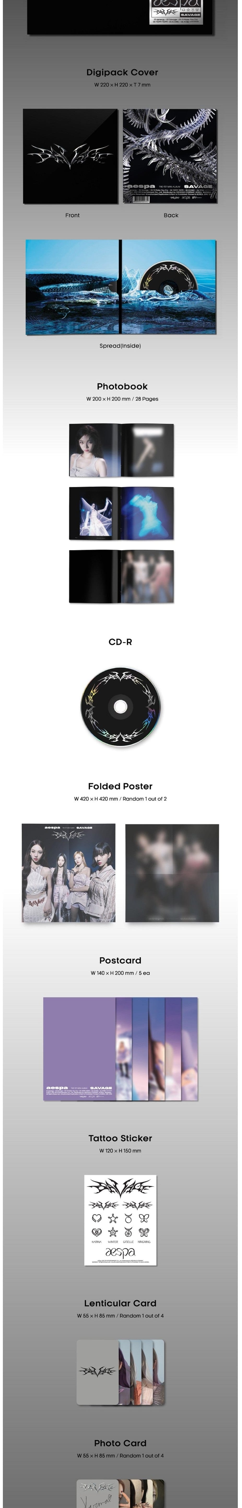 Korea Pop Store aespa - SAVAGE (1st Mini Album) SYNK DIVE Ver. Kawaii Gifts 8809755509330