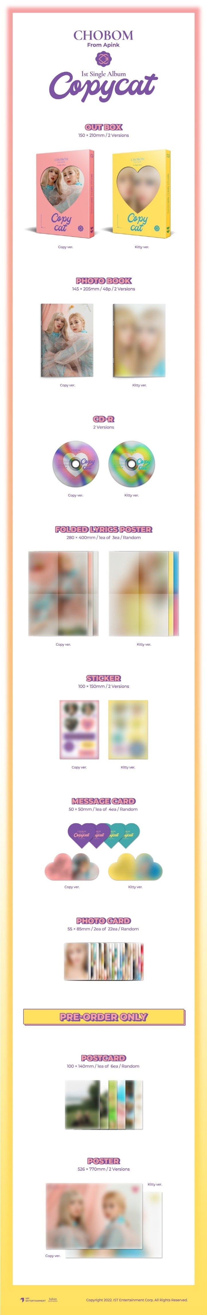 Korea Pop Store APINK CHOBOM - Copycat (1ST SINGLE ALBUM) Kawaii Gifts