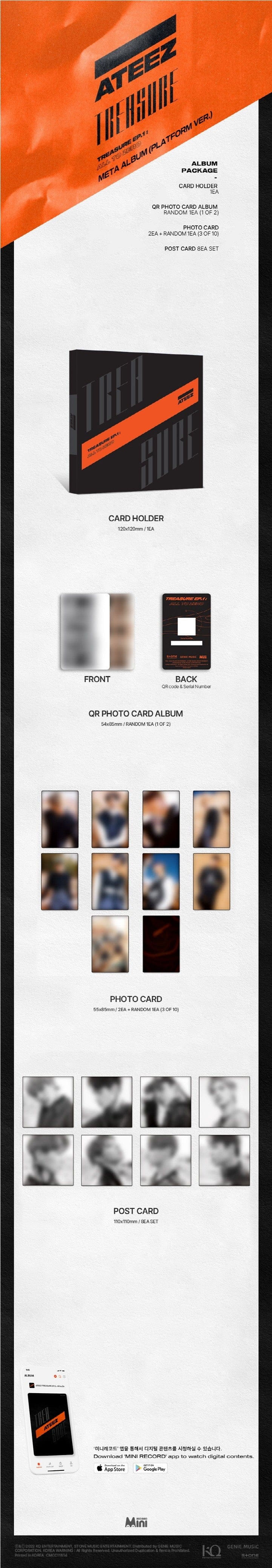 Korea Pop Store ATEEZ - TREASURE EP.1 : All To Zero [META ALBUM] PLATFORM VER. Kawaii Gifts