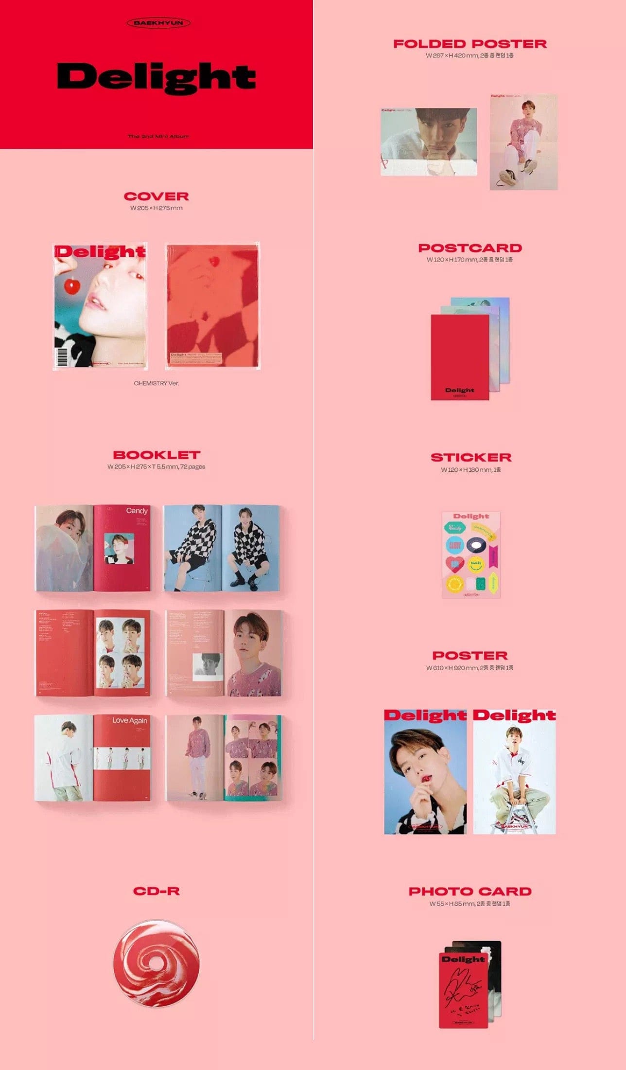 Korea Pop Store BAEKHYUN - DELIGHT (2ND MINI ALBUM) CHEMISTRY VER. Kawaii Gifts 8809440340019