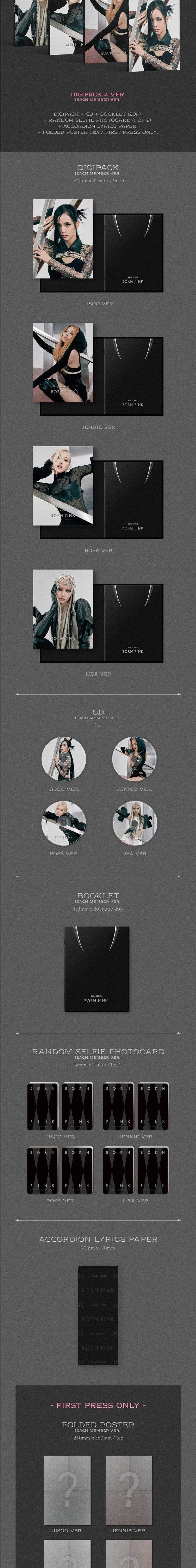 Korea Pop Store BLACKPINK - 2ND ALBUM [Born Pink] DIGIPACK VER. (RANDOM) Kawaii Gifts