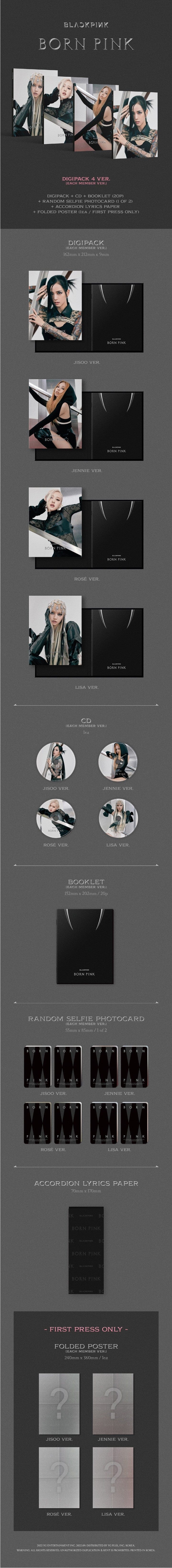 Korea Pop Store BLACKPINK - 2ND ALBUM [Born Pink] DIGIPACK VER. (RANDOM) Kawaii Gifts