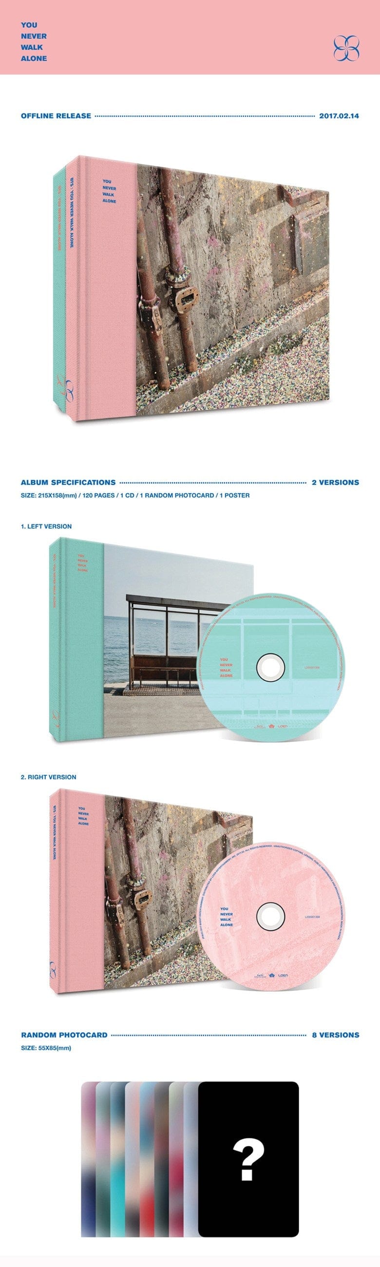 Korea Pop Store BTS - YOU NEVER WALK ALONE Kawaii Gifts 8804775077494
