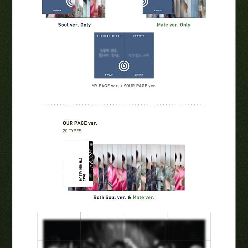 Korea Pop Store DAY6 - THE BOOK OF US : GRAVITY (5TH MINI ALBUM) Kawaii Gifts 8809440338962
