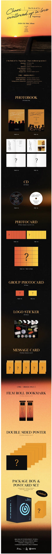 Korea Pop Store DAY6 - THE BOOK OF US : Negentropy - CHAOS SWALLOWED UP IN LOVE(7th Mini Album) Kawaii Gifts 8809633189692