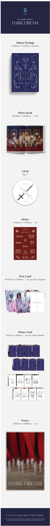 Korea Pop Store E'LAST - DARK DREAM (1ST Single Album) Kawaii Gifts
