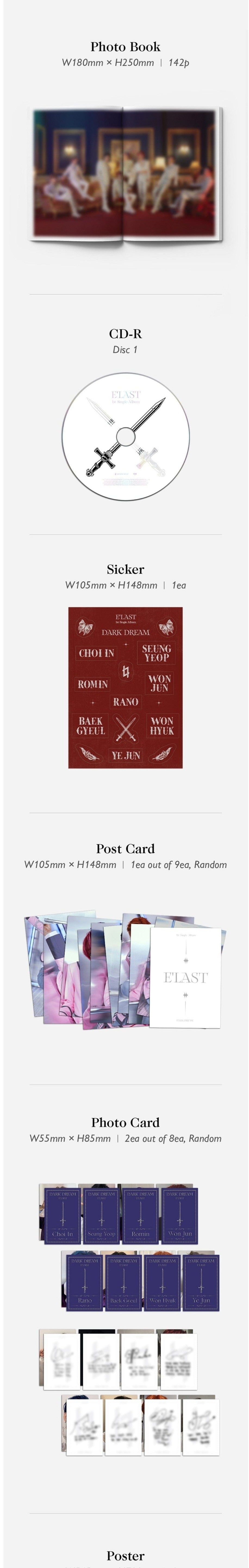 Korea Pop Store E'LAST - DARK DREAM (1ST Single Album) Kawaii Gifts