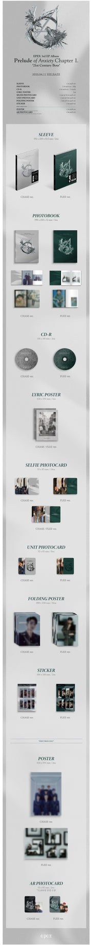 Korea Pop Store EPEX - 3RD EP ALBUM [Prelude Of Anxiety CHAPTER 1. 21ST CENTRY BOYS] Kawaii Gifts