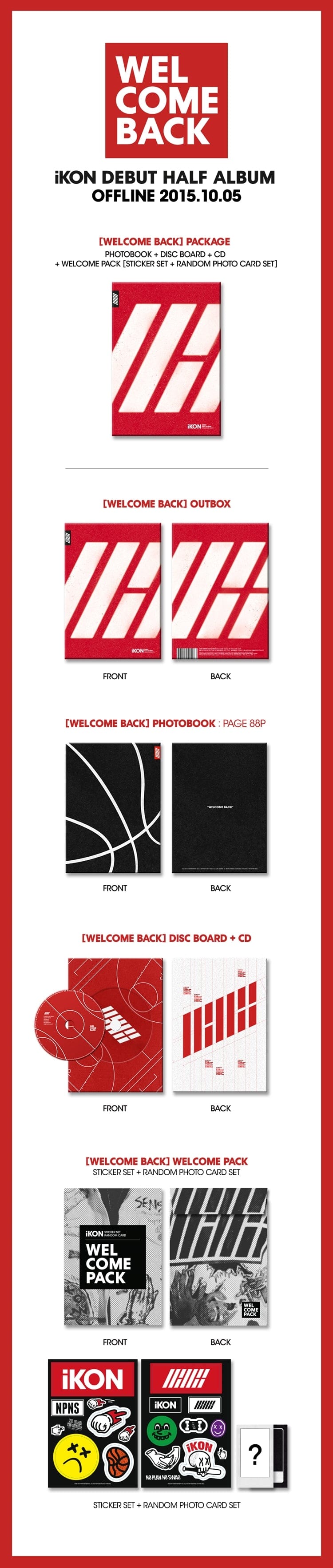 Korea Pop Store IKON - Debut Half Album [Welcome Back] Kawaii Gifts