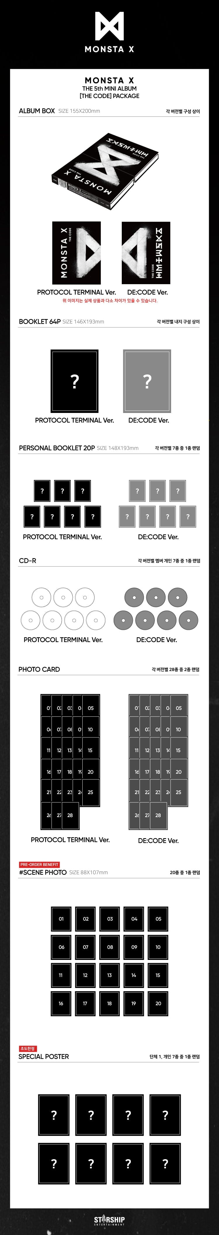 Korea Pop Store MONSTA X - THE CODE (5TH MINI ALBUM) Kawaii Gifts 8804775085338