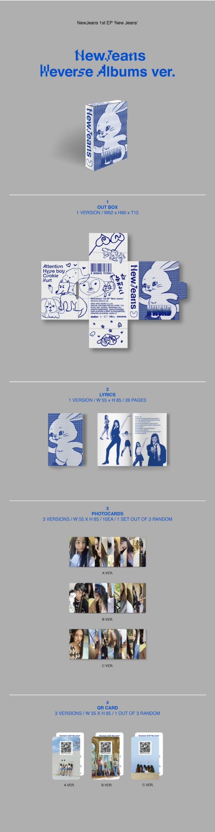 Korea Pop Store NEWJEANS - 1ST EP 'NEW JEANS' [WEVERSE ALBUMS VER.] Kawaii Gifts