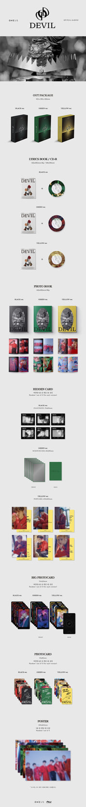Korea Pop Store ONEUS - DEVIL (1ST FULL ALBUM) Kawaii Gifts