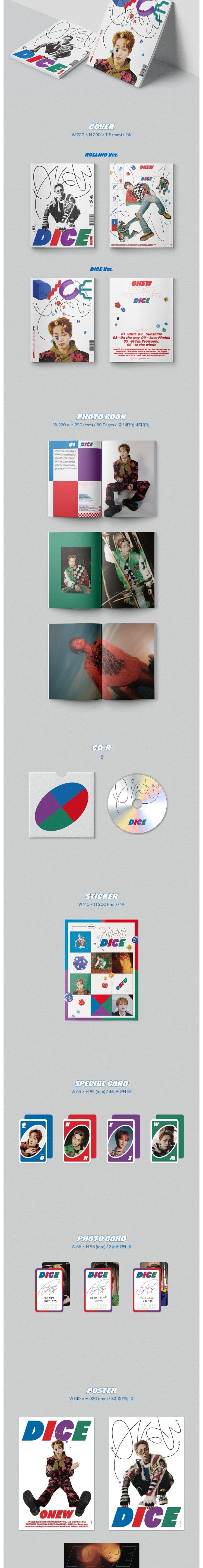 Korea Pop Store ONEW - DICE (2ND MINI ALBUM) PHOTOBOOK VER. Kawaii Gifts 8809755508555