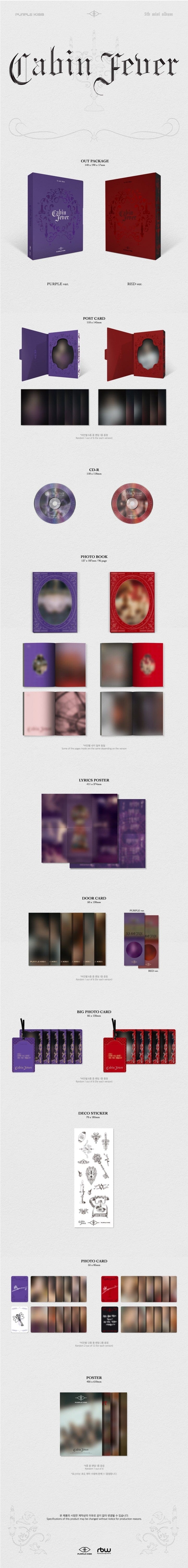 Korea Pop Store PURPLE KISS - CABIN FEVER (5TH MINI ALBUM) [PURPLE VER.] Kawaii Gifts