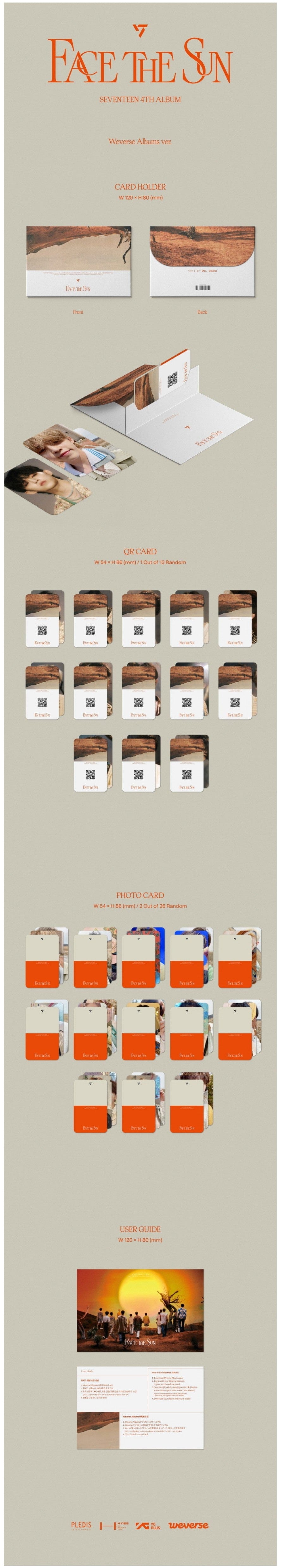 Korea Pop Store Seventeen - Vol. 4 [Face the Sun] Weverse Albums Ver. Kawaii Gifts