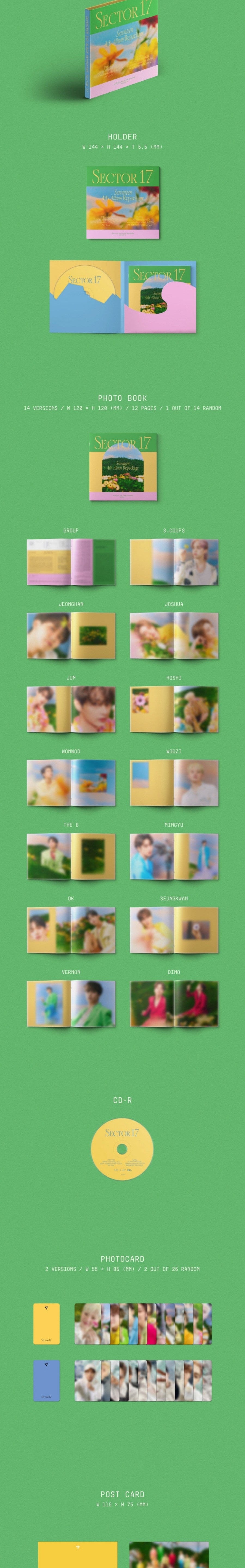 Korea Pop Store SEVENTEEN - VOL.4 REPACKAGE 'SECTOR 17' COMPACT VER. Kawaii Gifts